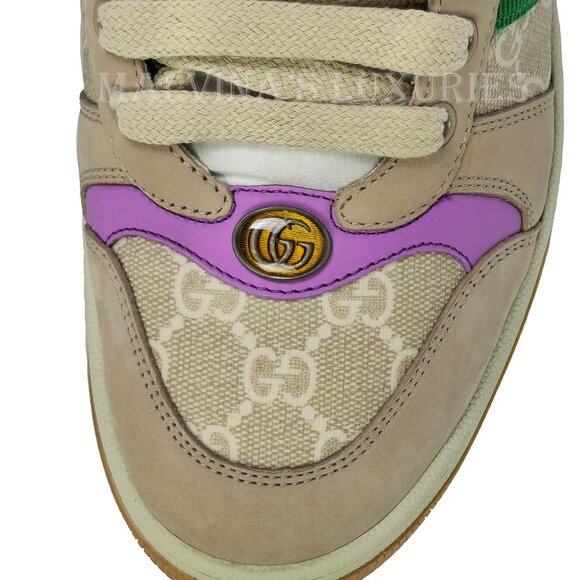 GUCCI SNEAKERS SCREENER LEATHER SHOES GG LOGO WEB STRIPE  sz 40.5 10.5 US - Picture 13 of 16